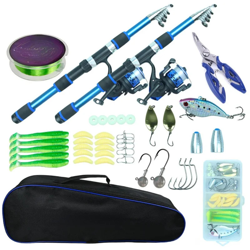 Fishing Equipment Europe - BRAVMACK 釣り竿とリールのコンボ、多機能プライヤー、タックルバッグ、釣り糸、アクセサリーボックス付き - 完全な釣り道具セット
