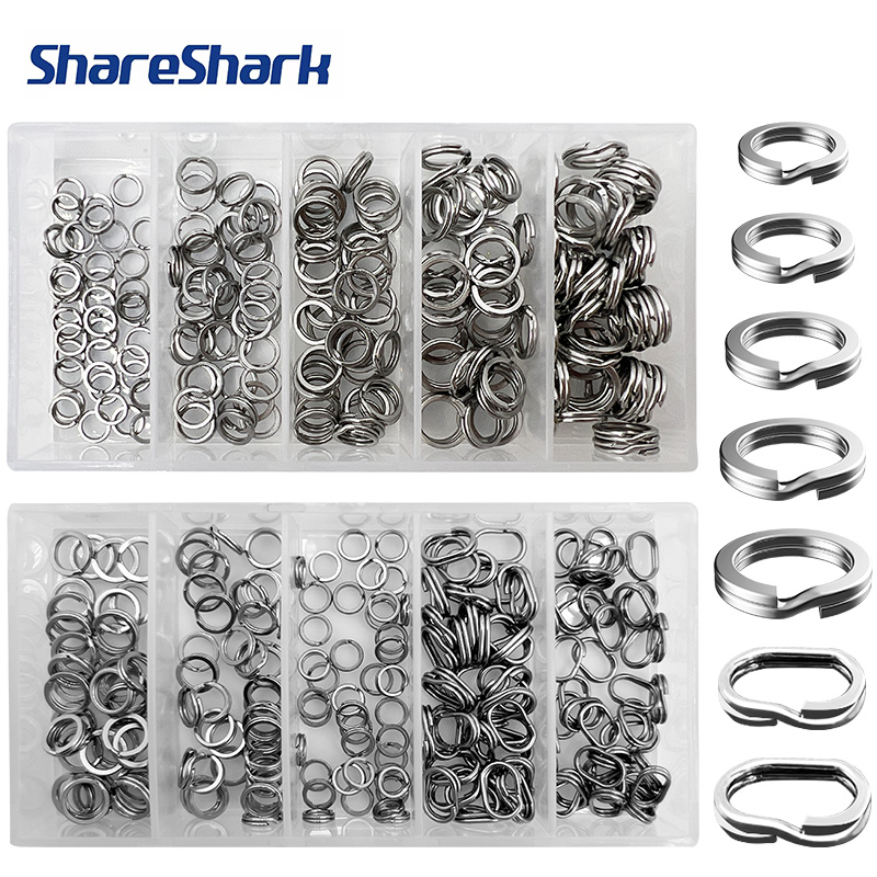 Fishing Equipment Tackle - ShareShark 200個/箱 高強度ステンレス製スプリットリング 釣り用ルアーループ 耐腐食性コネクターリング
