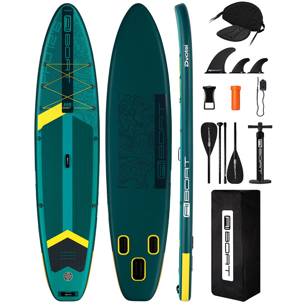 Fishing Equipment Stores - AIBOATグリーンプロSUP防水インフレータブルパドルボード12'6