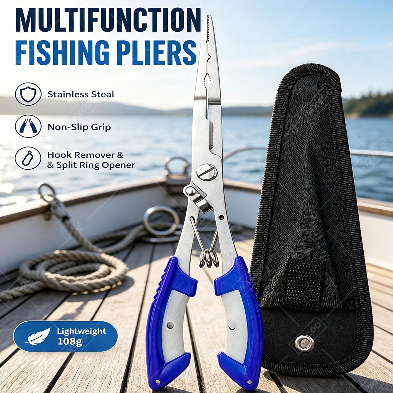 Saltwater Fishing Hook - 多機能ステンレス製釣り道具キット ホークビルフックリムーバー フィッシュグリッパー ラインカッター ソルトウォータールアー フィッシングプライヤー