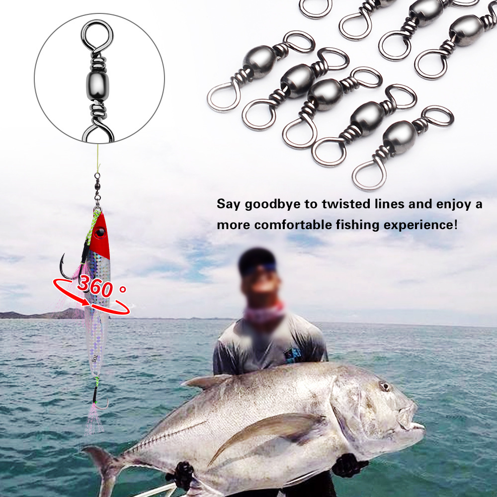 100 個釣りスイベルコネクタバレルステンレス真鍮淡水ローリ - Saltwater Fishing Hook のレビューと価格