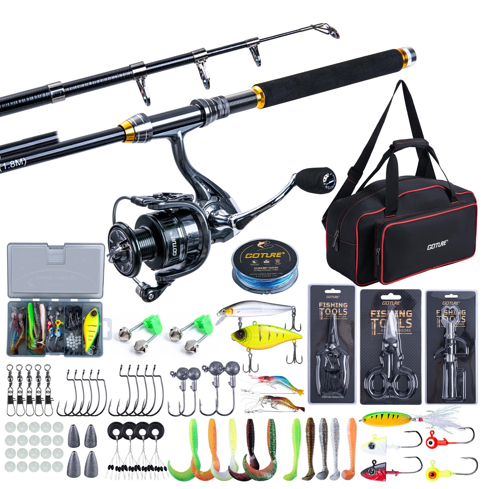 ゴチュール釣り竿とリールコンボ 1.8M-2.7M 伸縮式釣 - Fishing Equipment Europe のレビューと価格