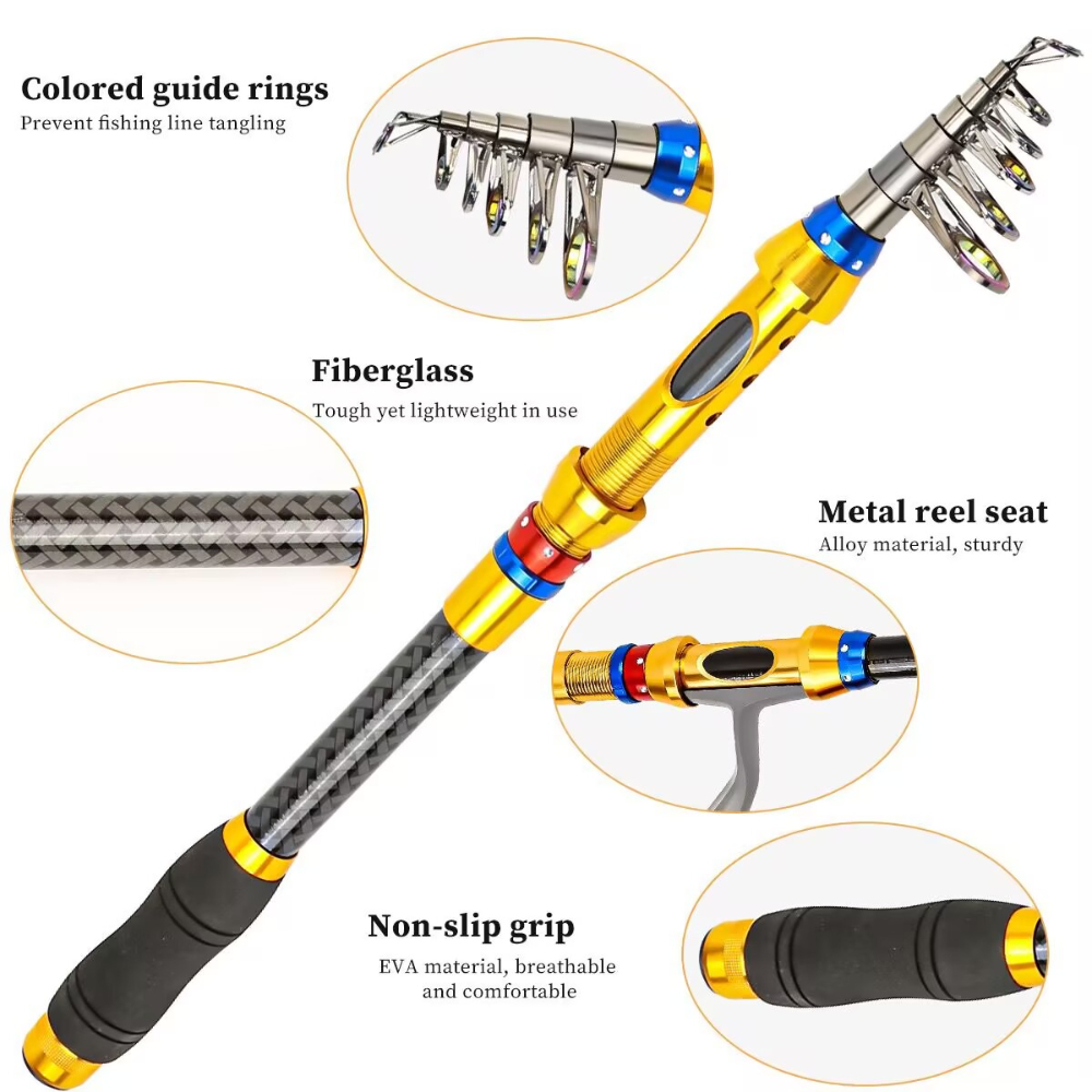 1.8-3.6m伸縮式釣り竿と釣りリールのコンボ、携帯用旅行 - Fishing Equipment Europe のレビューと価格