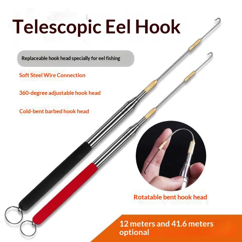 伸縮式ウナギ釣りフック 360度回転 バーブ付き糸付きロング - Saltwater Fishing Hook のレビューと価格