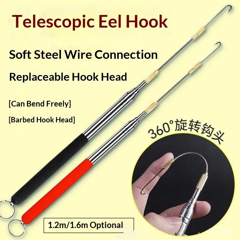 伸縮式ウナギ釣りフック 360度回転 バーブ付き糸付きロング - Saltwater Fishing Hook のレビューと価格